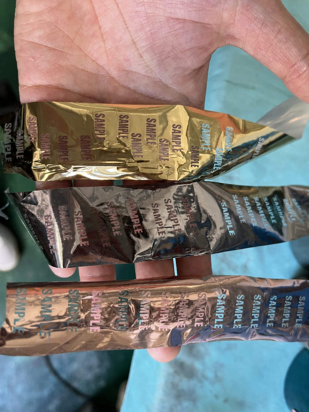 Gold silver and rose-gold metallic foil logo samples