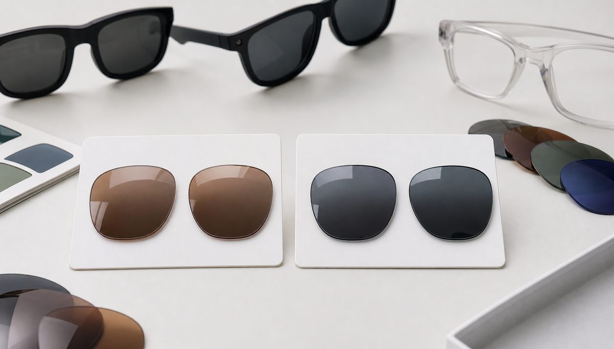 Sunglasses lens samples for polarized and non-polarized private label projects