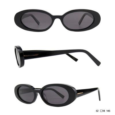 A10764 Unisex Hand Polished black Acetate Full Rim Oval Vintage Sunglasses Eyewear