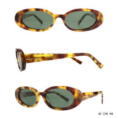 A10764 Unisex Hand Polished black Acetate Full Rim Oval Vintage Sunglasses Eyewear
