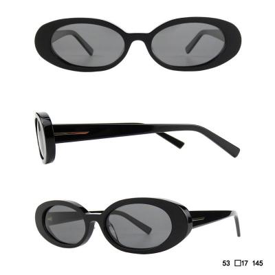 A10764 Unisex Hand Polished black Acetate Full Rim Oval Vintage Sunglasses Eyewear