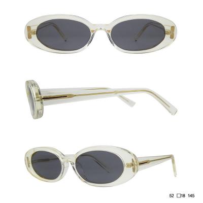 A10764 Unisex Hand Polished black Acetate Full Rim Oval Vintage Sunglasses Eyewear