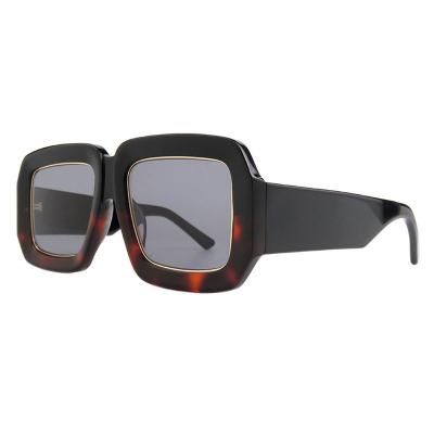 A10806(2) Women's Premium Quality black with gold trim Acetate Full Rim Square Luxury Sunglasses Eyewear