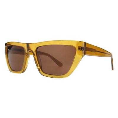 A10808(1) Unisex Spring Hinge crystal amber Acetate Full Rim Geometric Modern Sunglasses Eyewear