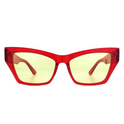 A10802(1) Women's Premium Quality red Acetate Full Rim Cat Eye Modern Sunglasses Eyewear