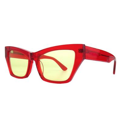 A10802(1) Women's Premium Quality red Acetate Full Rim Cat Eye Modern Sunglasses Eyewear