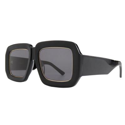 A10806(1) Women's Polarized black with gold trim Acetate Full Rim Square Luxury Sunglasses Eyewear