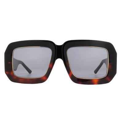 A10806(2) Women's Premium Quality black with gold trim Acetate Full Rim Square Luxury Sunglasses Eyewear