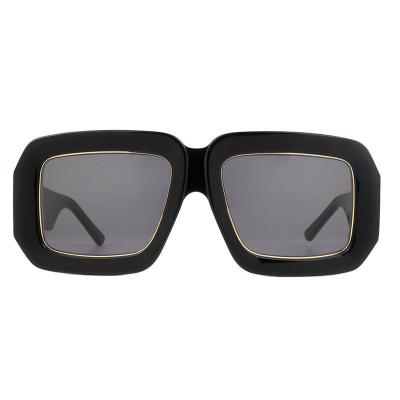 A10806(1) Women's Polarized black with gold trim Acetate Full Rim Square Luxury Sunglasses Eyewear