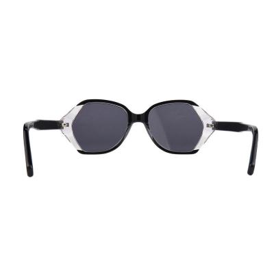 A10821(1) Women's Hand Polished black with crystal clear temple accents Acetate Full Rim Geometric Luxury Sunglasses Eyewear