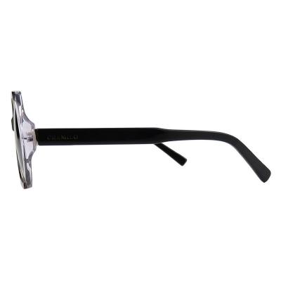 A10821(1) Women's Hand Polished black with crystal clear temple accents Acetate Full Rim Geometric Luxury Sunglasses Eyewear