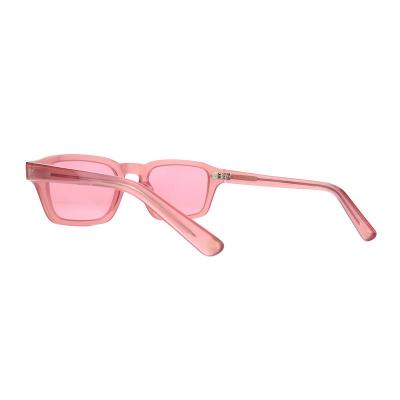 A10820(1) Unisex Hand Polished crystal pink Acetate Full Rim Square Modern Sunglasses Eyewear