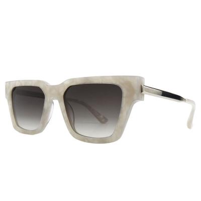 A10823(1) Unisex Durable crystal marble / pearlescent white Acetate Full Rim Square Modern Sunglasses Eyewear