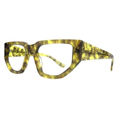 A10838(1) Unisex Lightweight olive green tortoise Acetate Full Rim Geometric Modern Sunglasses Eyewear