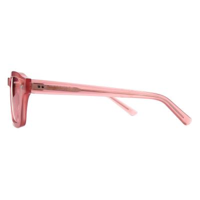 A10820(1) Unisex Hand Polished crystal pink Acetate Full Rim Square Modern Sunglasses Eyewear