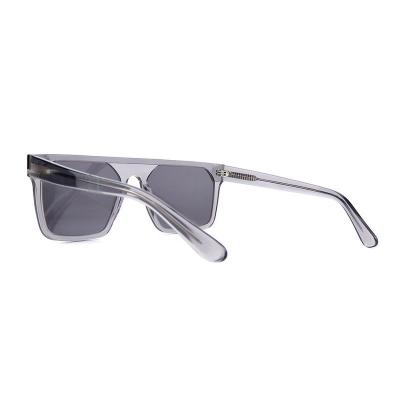 A10835(1) Unisex Scratch Resistant crystal gray Acetate Full Rim Shield Modern Sunglasses Eyewear