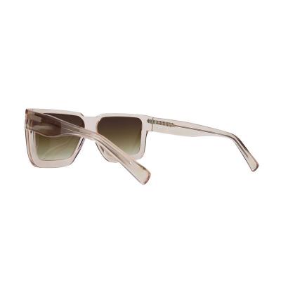 A10836(2) Unisex Spring Hinge taupe / beige Acetate Full Rim Square Modern Sunglasses Eyewear