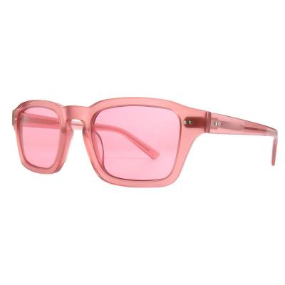 A10820(1) Unisex Hand Polished crystal pink Acetate Full Rim Square Modern Sunglasses Eyewear