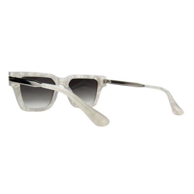 A10823(1) Unisex Durable crystal marble / pearlescent white Acetate Full Rim Square Modern Sunglasses Eyewear