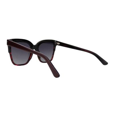 A10851(1) Women's Durable burgundy with red tortoise pattern Acetate Full Rim Square Modern Sunglasses Eyewear