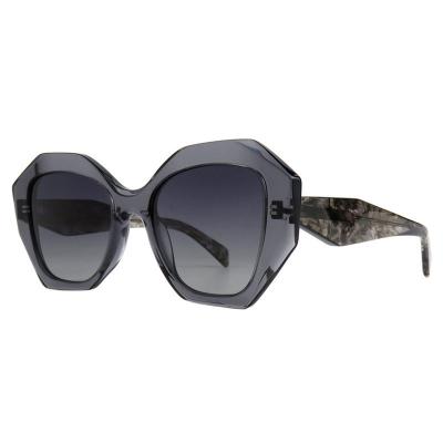 A10856(4) Women's Polarized black Acetate Full Rim Geometric Modern Sunglasses Eyewear