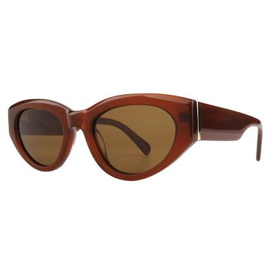 A10858(1) Women's Premium Quality crystal brown / amber Acetate Full Rim Cat Eye Vintage Sunglasses Eyewear