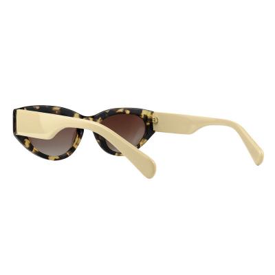 A10858(2) Women's Durable crystal brown / amber Acetate Full Rim Cat Eye Vintage Sunglasses Eyewear