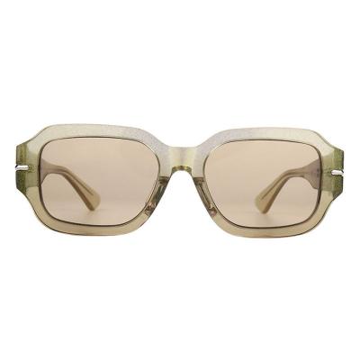 A10850(1) Unisex Premium Quality olive green crystal Acetate Full Rim Geometric Vintage Sunglasses Eyewear