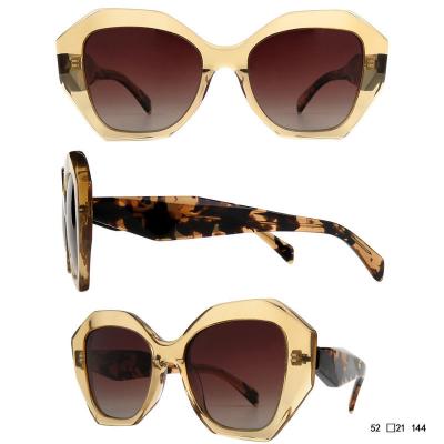 A10856(2) Women's UV400 Protection black Acetate Full Rim Geometric Modern Sunglasses Eyewear