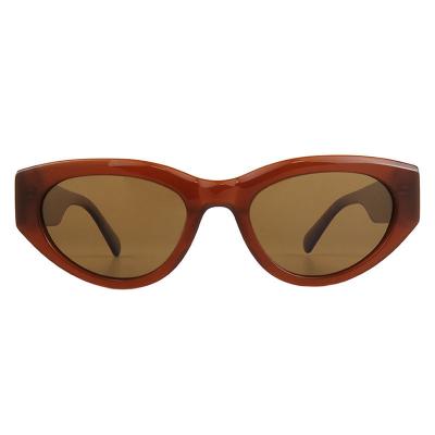 A10858(1) Women's Premium Quality crystal brown / amber Acetate Full Rim Cat Eye Vintage Sunglasses Eyewear