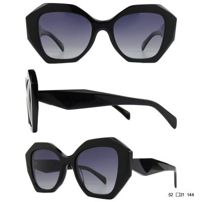 A10856(1) Women's Spring Hinge black Acetate Full Rim Geometric Modern Sunglasses Eyewear