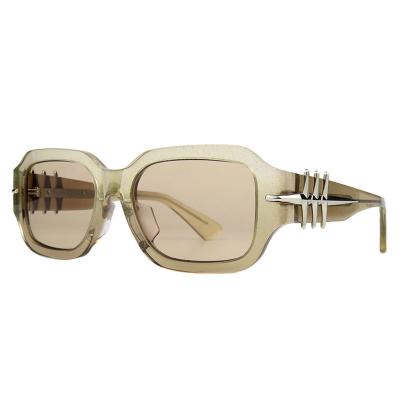 A10850(1) Unisex Premium Quality olive green crystal Acetate Full Rim Geometric Vintage Sunglasses Eyewear