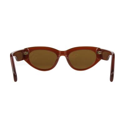 A10858(1) Women's Premium Quality crystal brown / amber Acetate Full Rim Cat Eye Vintage Sunglasses Eyewear