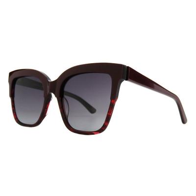 A10851(1) Women's Durable burgundy with red tortoise pattern Acetate Full Rim Square Modern Sunglasses Eyewear