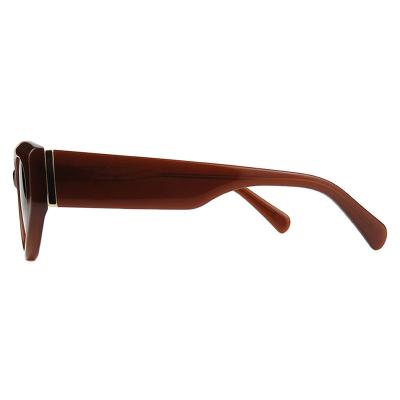 A10858(1) Women's Premium Quality crystal brown / amber Acetate Full Rim Cat Eye Vintage Sunglasses Eyewear