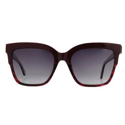 A10851(1) Women's Durable burgundy with red tortoise pattern Acetate Full Rim Square Modern Sunglasses Eyewear