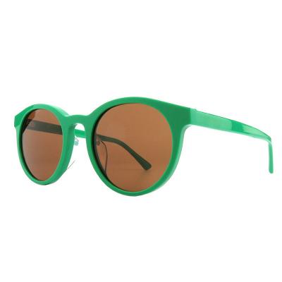 A10890(1) Unisex Spring Hinge green Acetate Full Rim Round Modern Sunglasses Eyewear
