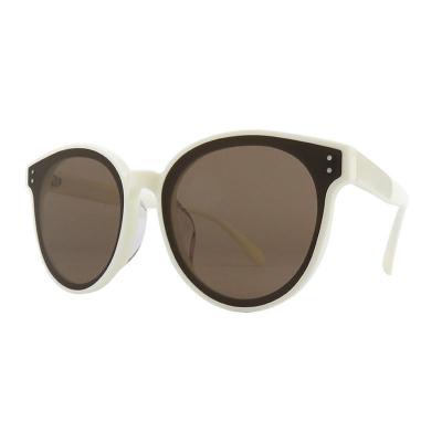 A10877(1) Unisex Durable ivory white with dark brown inner rim Acetate Full Rim Round Modern Sunglasses Eyewear