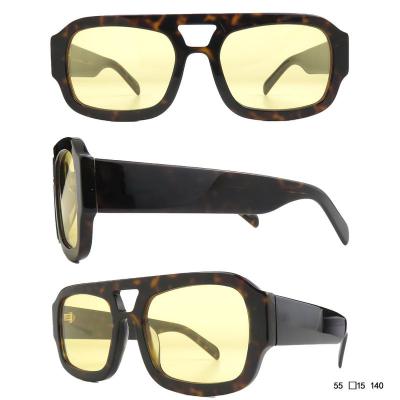 A10861(7) Unisex Hand Polished tortoise Acetate Full Rim Square Modern Sunglasses Eyewear