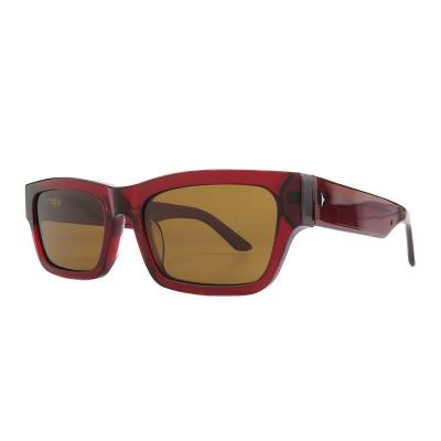 A10891(1) Unisex Lightweight red with black/tortoise accents Acetate Full Rim Square Modern Sunglasses Eyewear