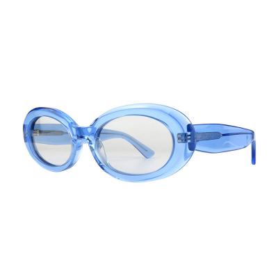 A10868(1) Unisex Durable crystal blue Acetate Full Rim Oval Modern Sunglasses Eyewear