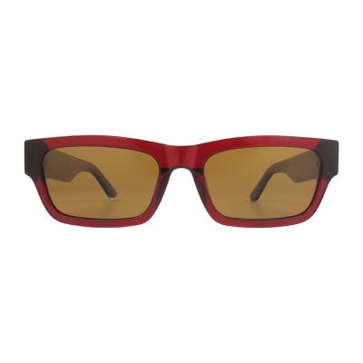 A10891(1) Unisex Lightweight red with black/tortoise accents Acetate Full Rim Square Modern Sunglasses Eyewear