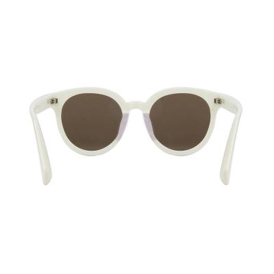 A10877(1) Unisex Durable ivory white with dark brown inner rim Acetate Full Rim Round Modern Sunglasses Eyewear