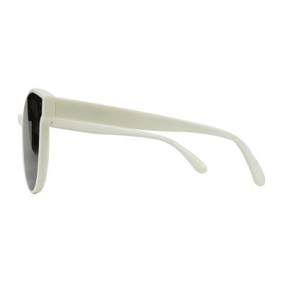 A10877(1) Unisex Durable ivory white with dark brown inner rim Acetate Full Rim Round Modern Sunglasses Eyewear