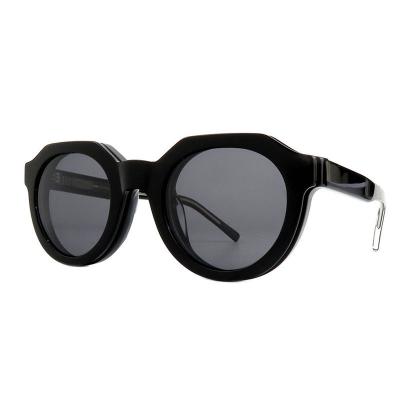 A10897(1) Unisex Polarized black Acetate Full Rim Round Modern Sunglasses Eyewear