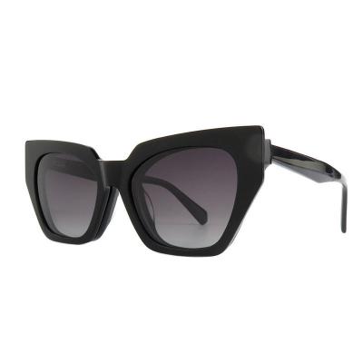A10872(1) Women's Polarized black Acetate Full Rim Cat Eye Modern Sunglasses Eyewear