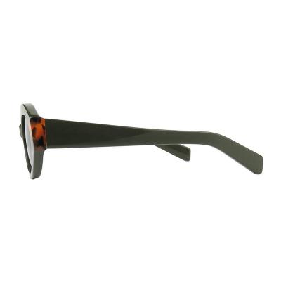 A10916(1) Women's Polarized olive green with tortoise shell temple tips Acetate Full Rim Cat Eye Modern Sunglasses Eyewear