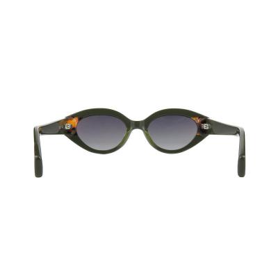 A10916(1) Women's Polarized olive green with tortoise shell temple tips Acetate Full Rim Cat Eye Modern Sunglasses Eyewear