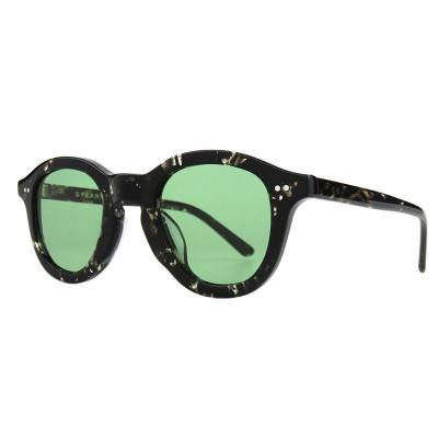 A10917(2) Unisex Hand Polished tortoise Acetate Full Rim Round Vintage Sunglasses Eyewear