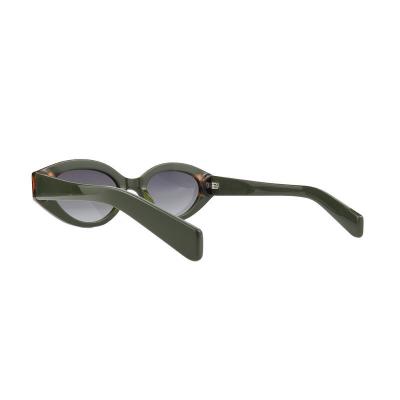 A10916(1) Women's Polarized olive green with tortoise shell temple tips Acetate Full Rim Cat Eye Modern Sunglasses Eyewear